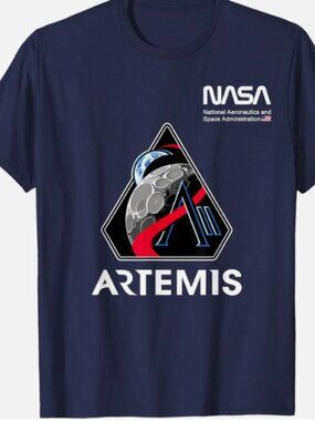 NASA Artermis II T-shirt National Aeronautics and Space Administration Navy Tee